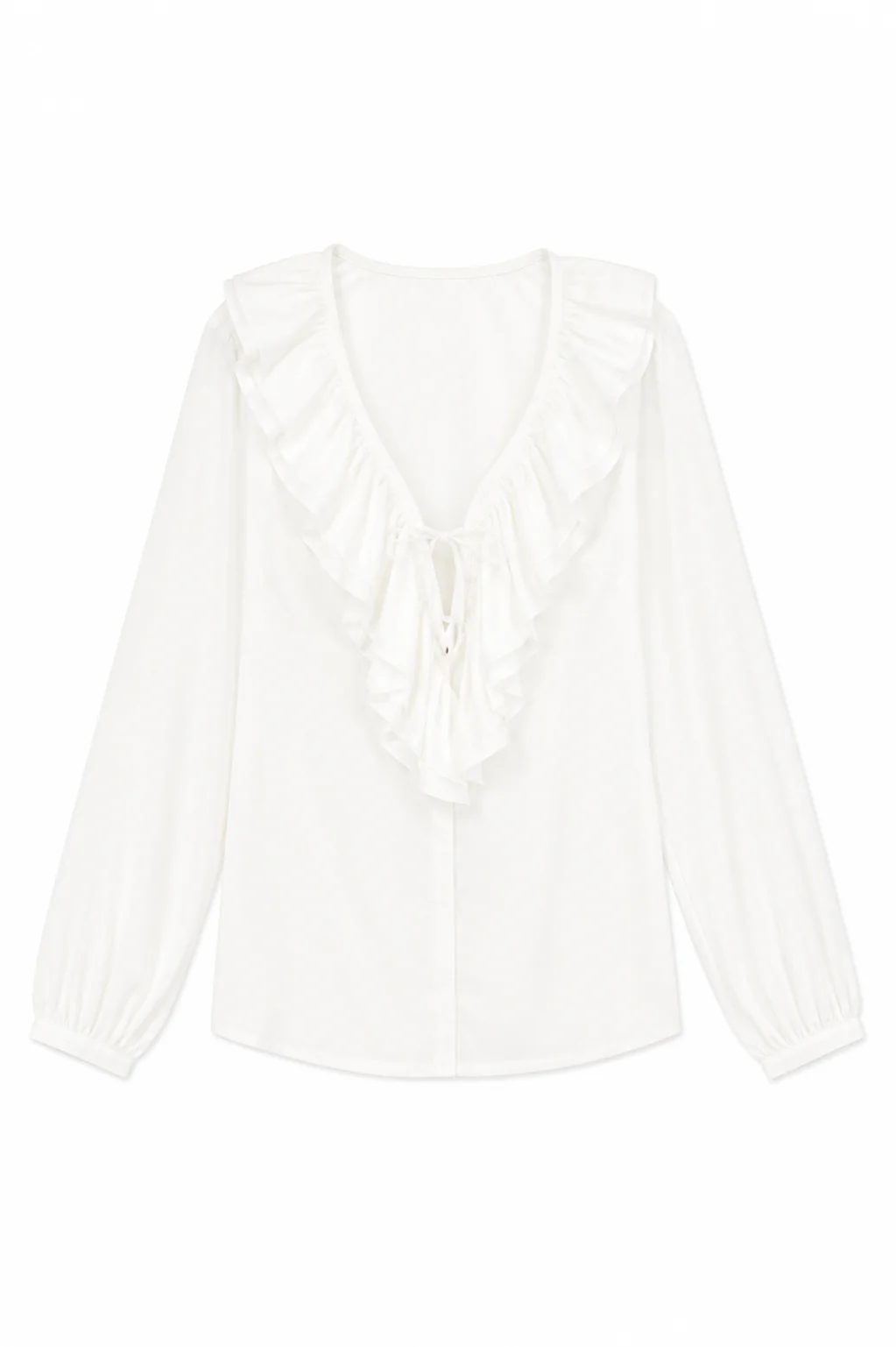 TIE FRONT RUFFLED BLOUSE - Image 8