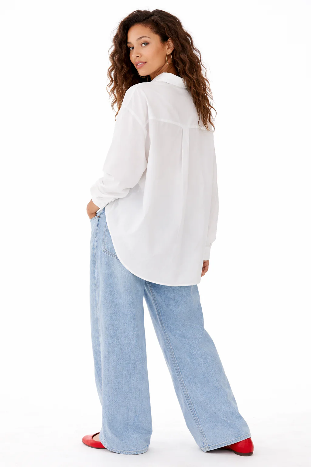 LONG SLEEVE OVERSIZED POPLIN TOP - Image 2