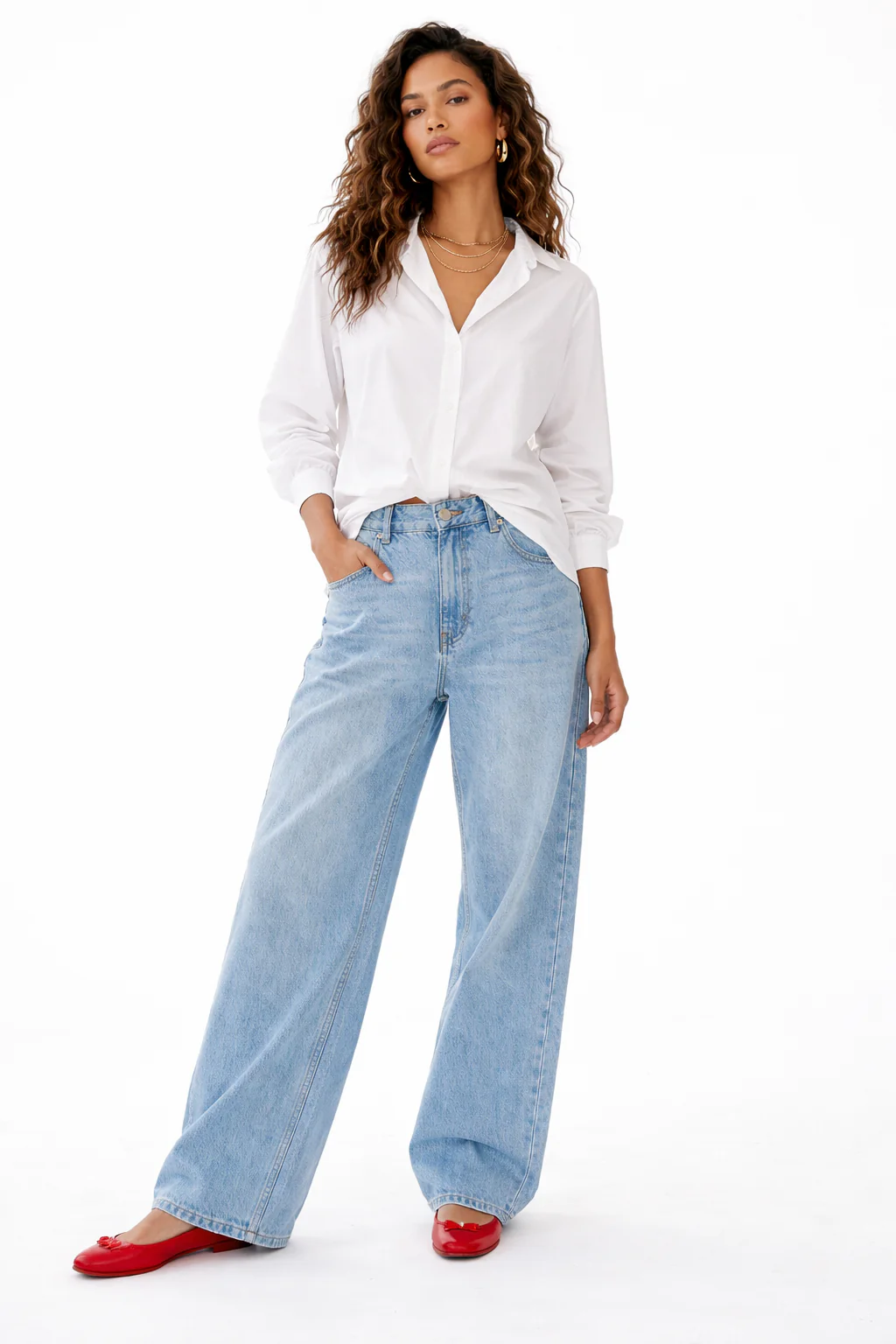 LONG SLEEVE OVERSIZED POPLIN TOP - Image 4