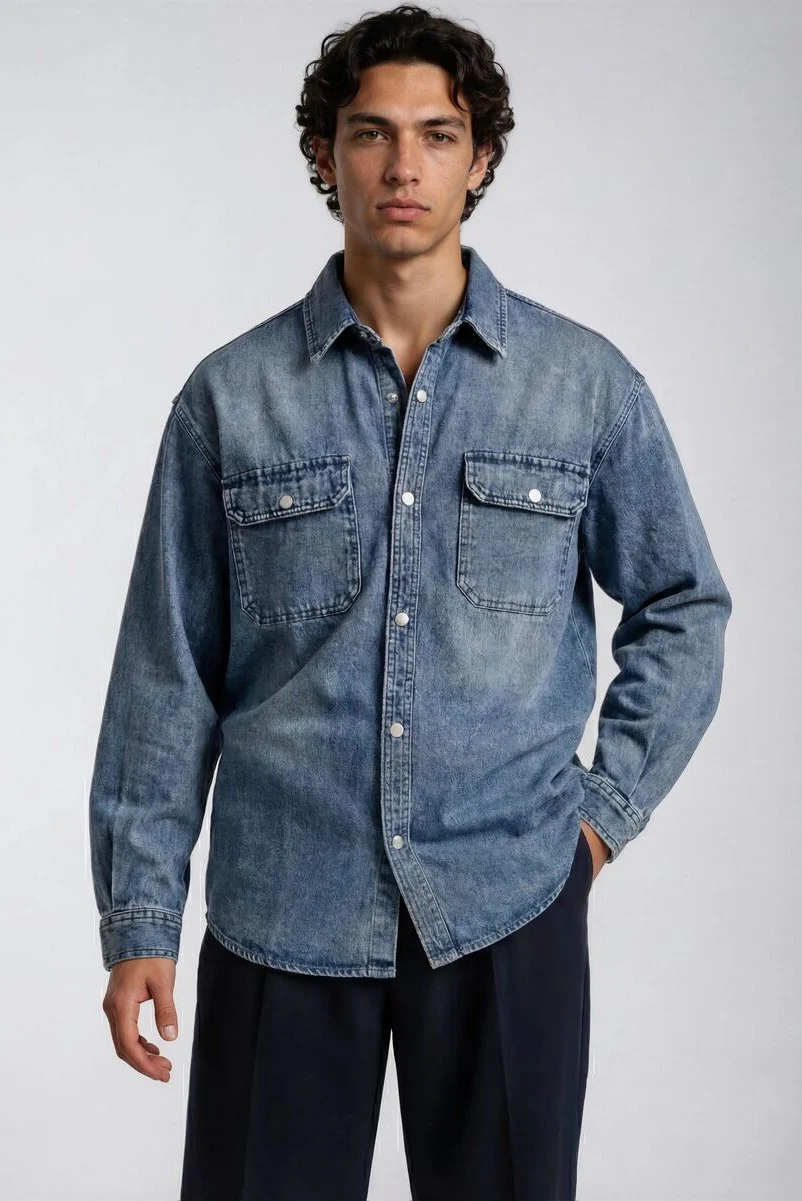 F21 Men Denim Shirt - Image 3