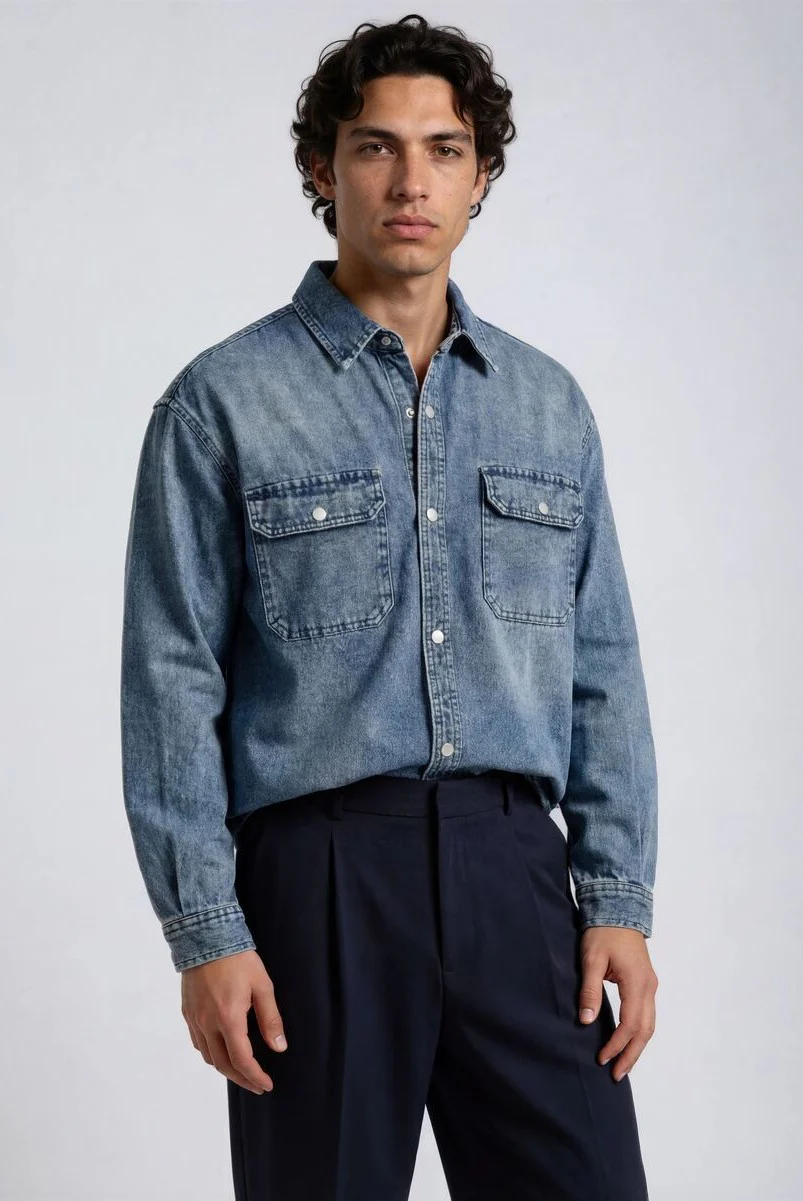 F21 Men Denim Shirt - Image 7