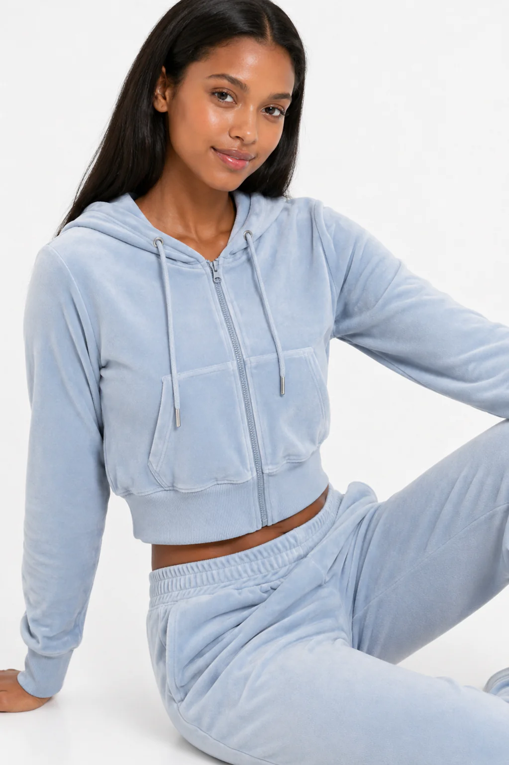Velour Zip-Front Hoodie & Pant Set - Image 17
