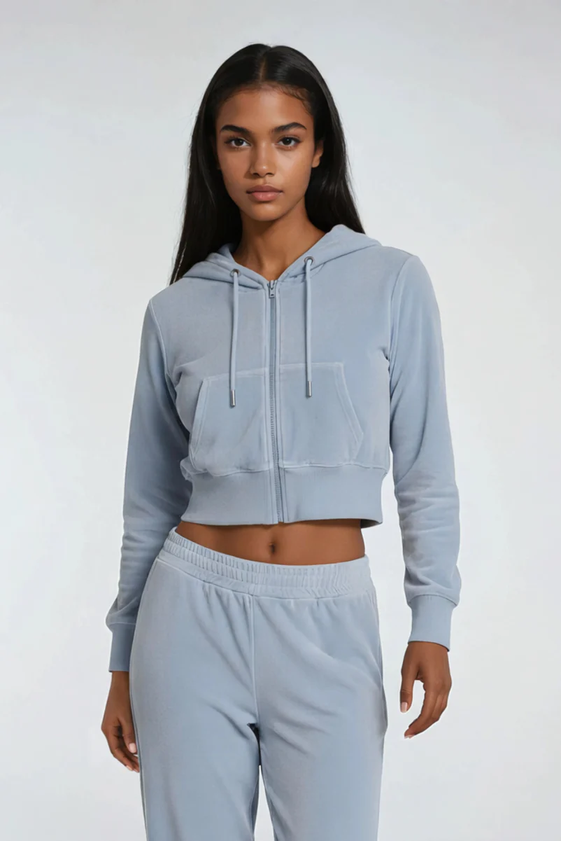 Velour Zip-Front Hoodie & Pant Set - Image 19