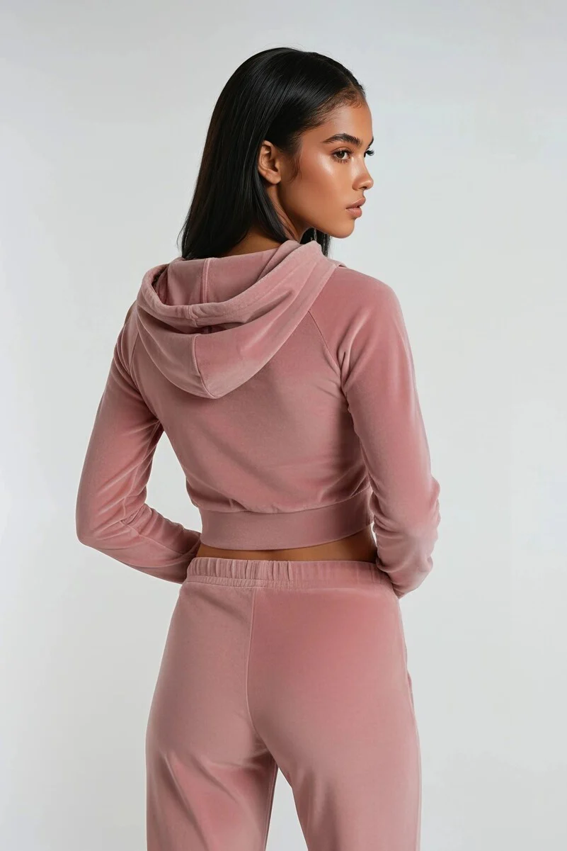 Velour Zip-Front Hoodie & Pant Set - Image 5