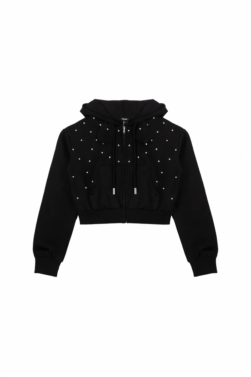 Cropped Embellished Hoodie - Image 10