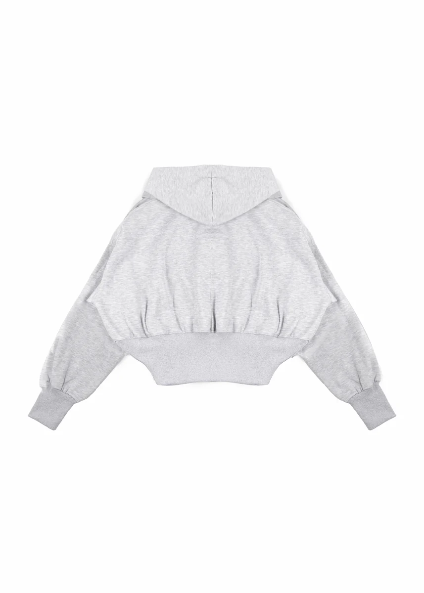Cropped Lace-Lined Hood & Embroidered-Bow Hoodie - Image 11