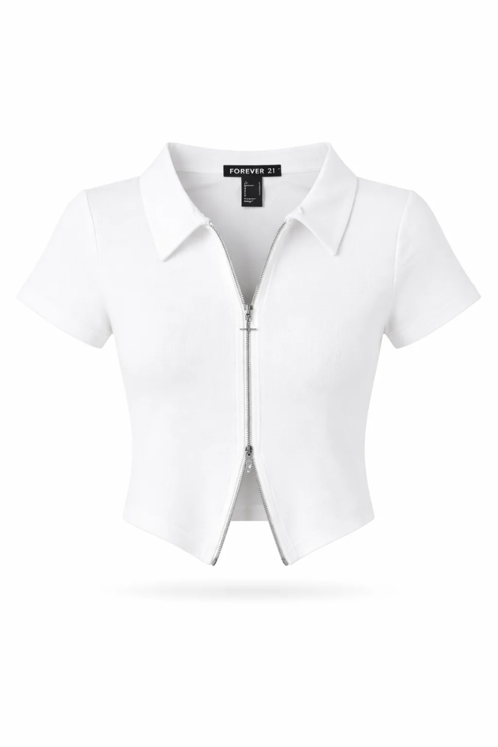 DOUBLE ZIP FRONT SHORT SLEEVE COLLARED TOP - Image 3
