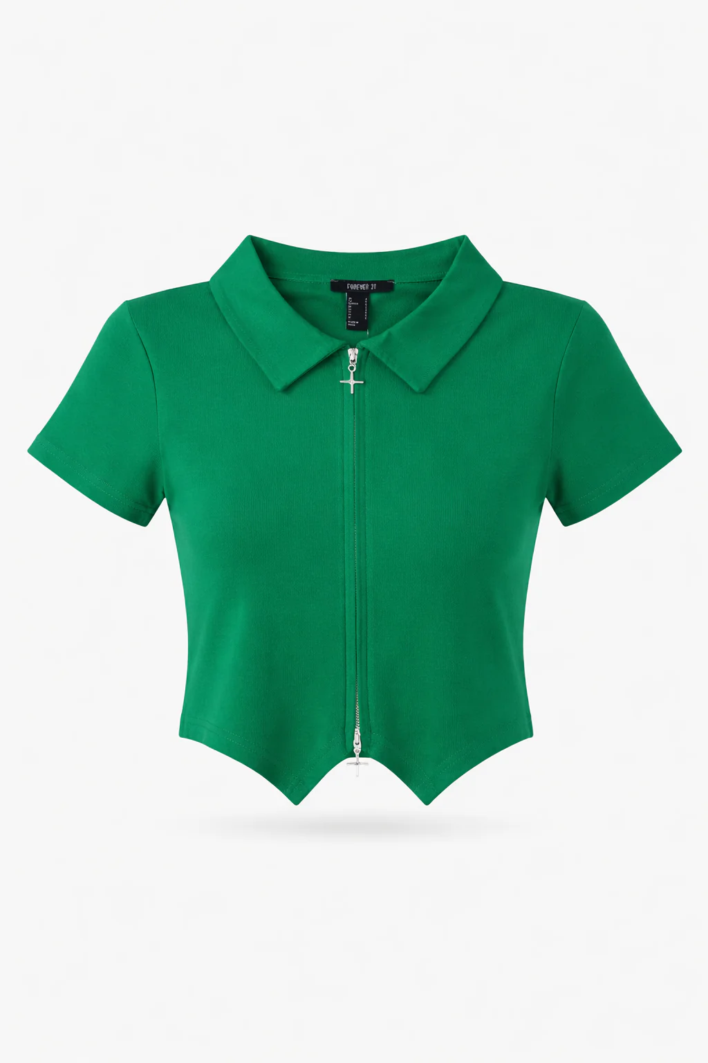 DOUBLE ZIP FRONT SHORT SLEEVE COLLARED TOP - Image 9