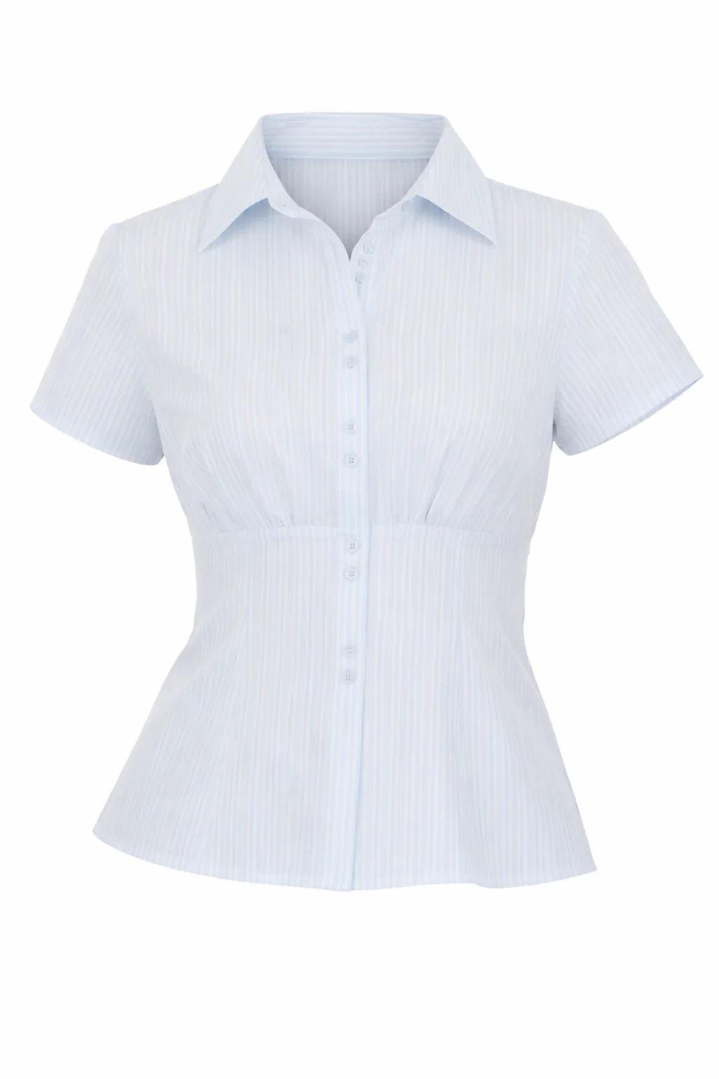 FITTED SHORT SLEEVE STRIPED BLOUSE - Image 4