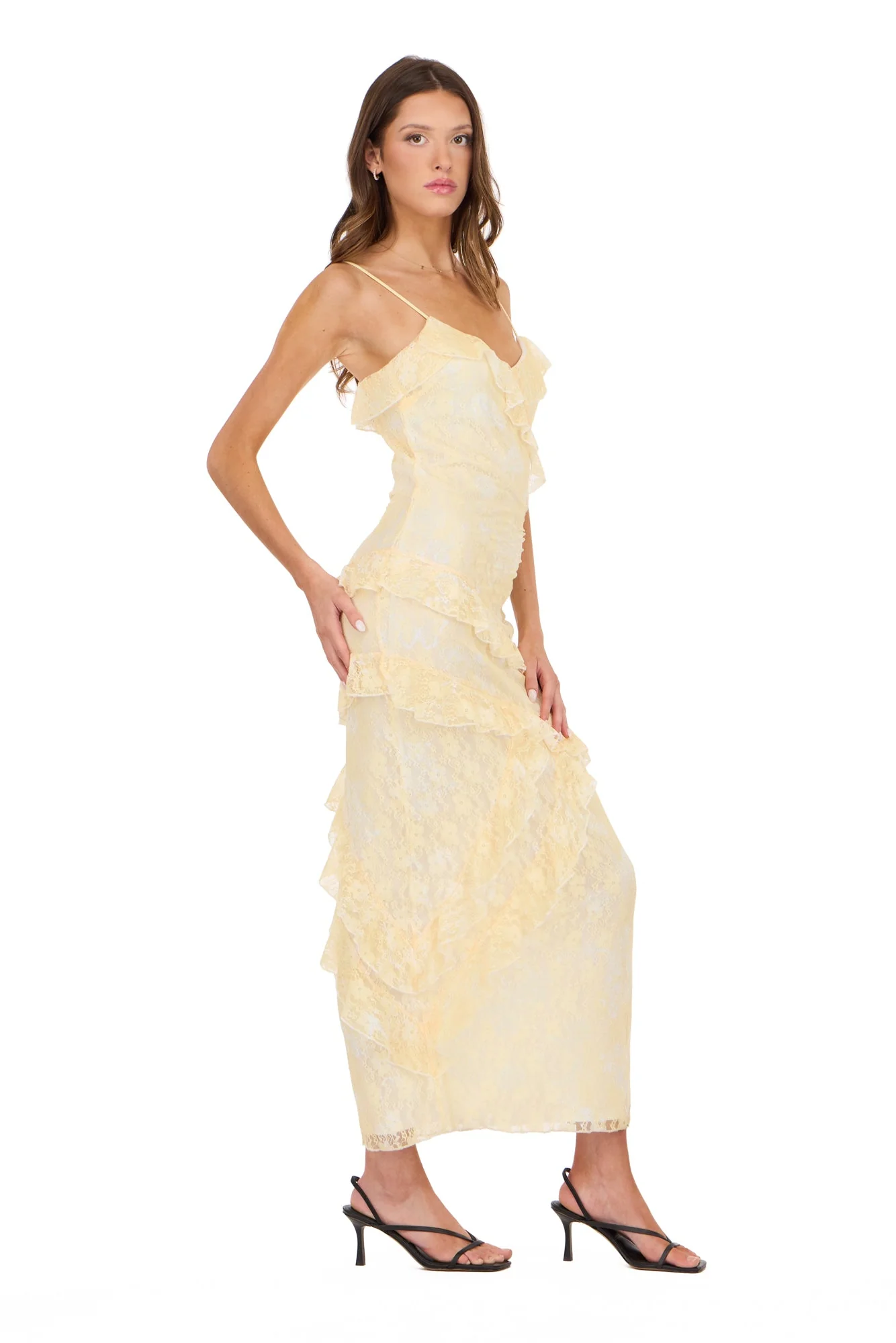 PRINTED RUFFLED LACE MAXI DRESS - Image 10