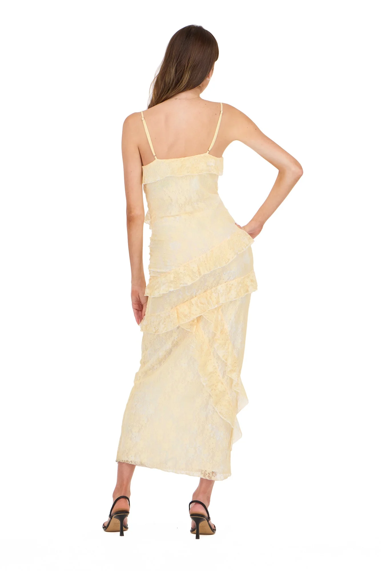 PRINTED RUFFLED LACE MAXI DRESS - Image 11