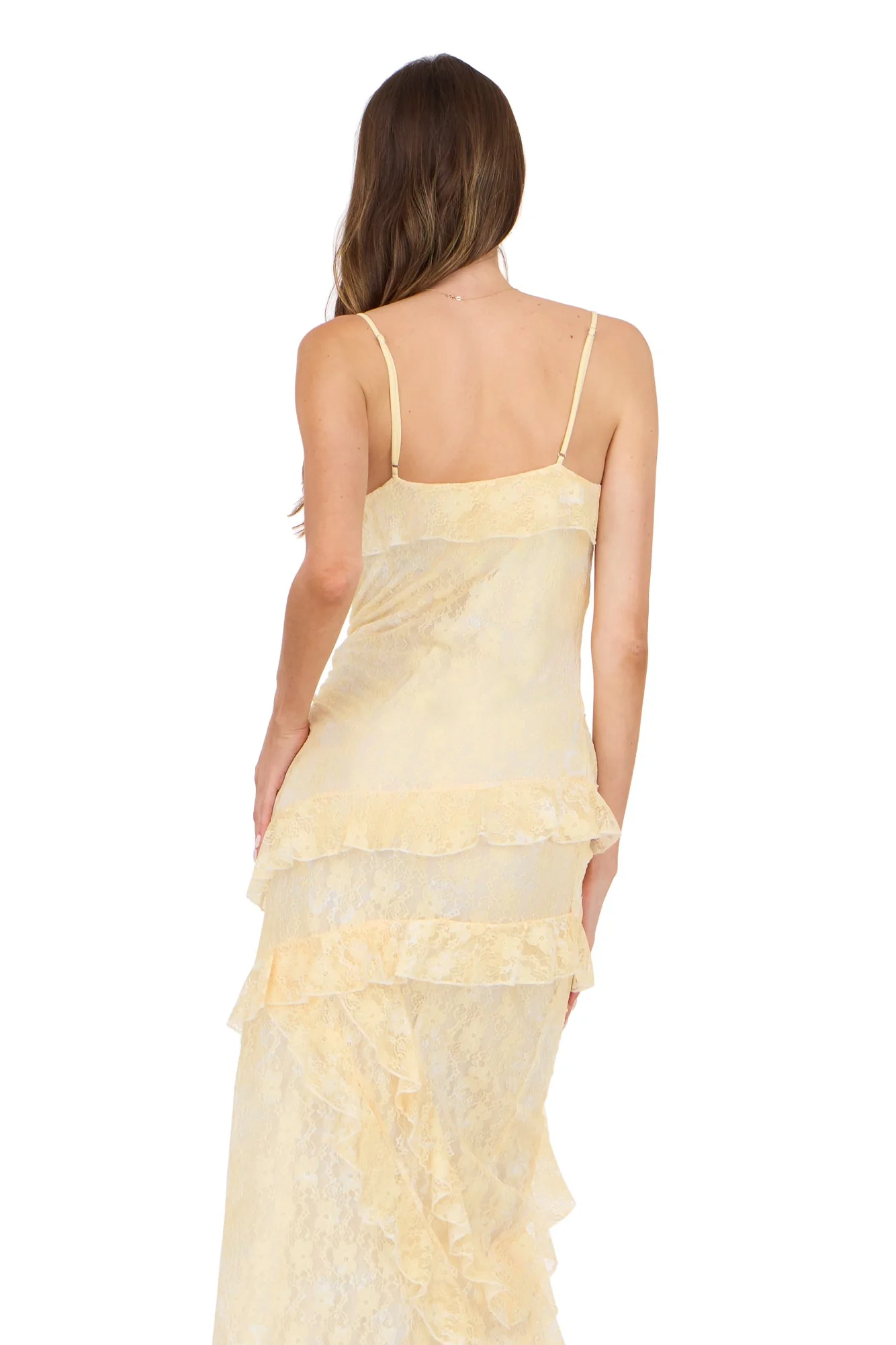 PRINTED RUFFLED LACE MAXI DRESS - Image 12
