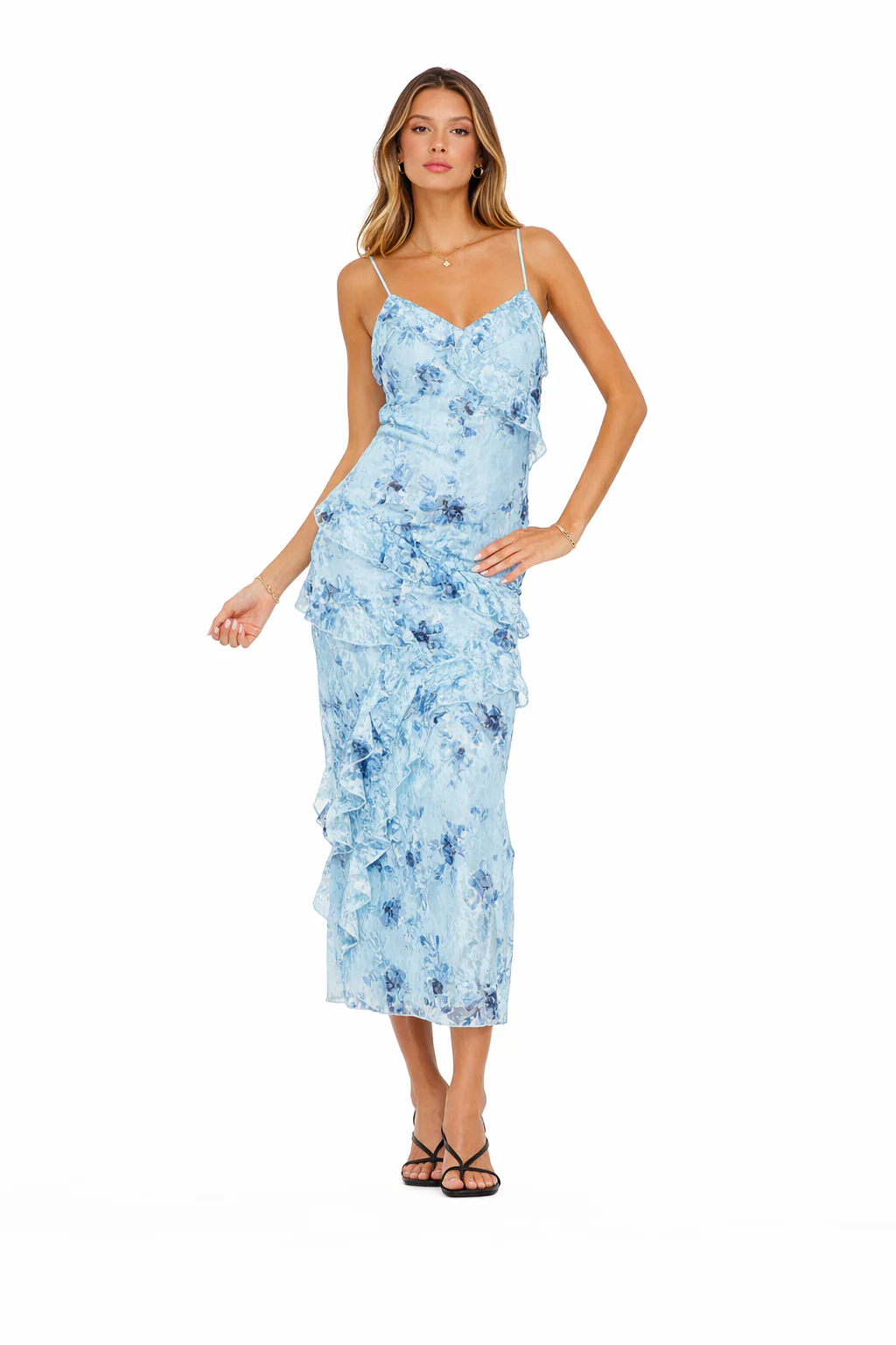 PRINTED RUFFLED LACE MAXI DRESS - Image 2