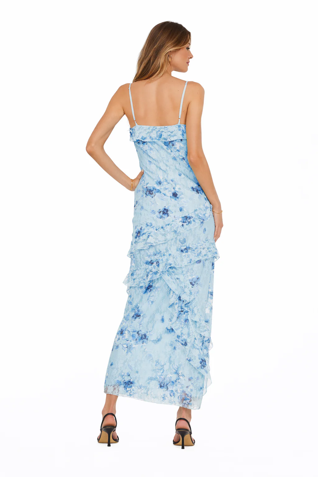 PRINTED RUFFLED LACE MAXI DRESS - Image 5