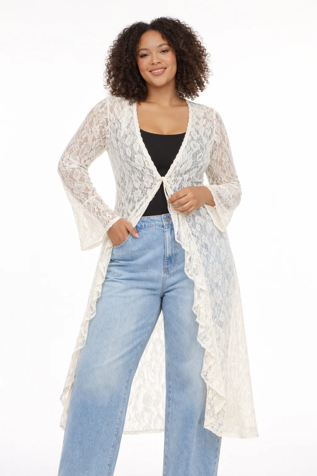 PLUS RUFFLED LACE CARDIGAN - Image 2
