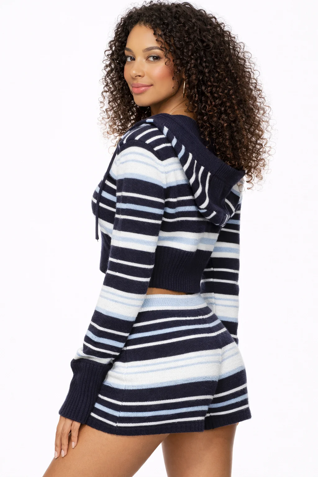 KNIT STRIPED SHORT AND FULL ZIP SET - Image 3