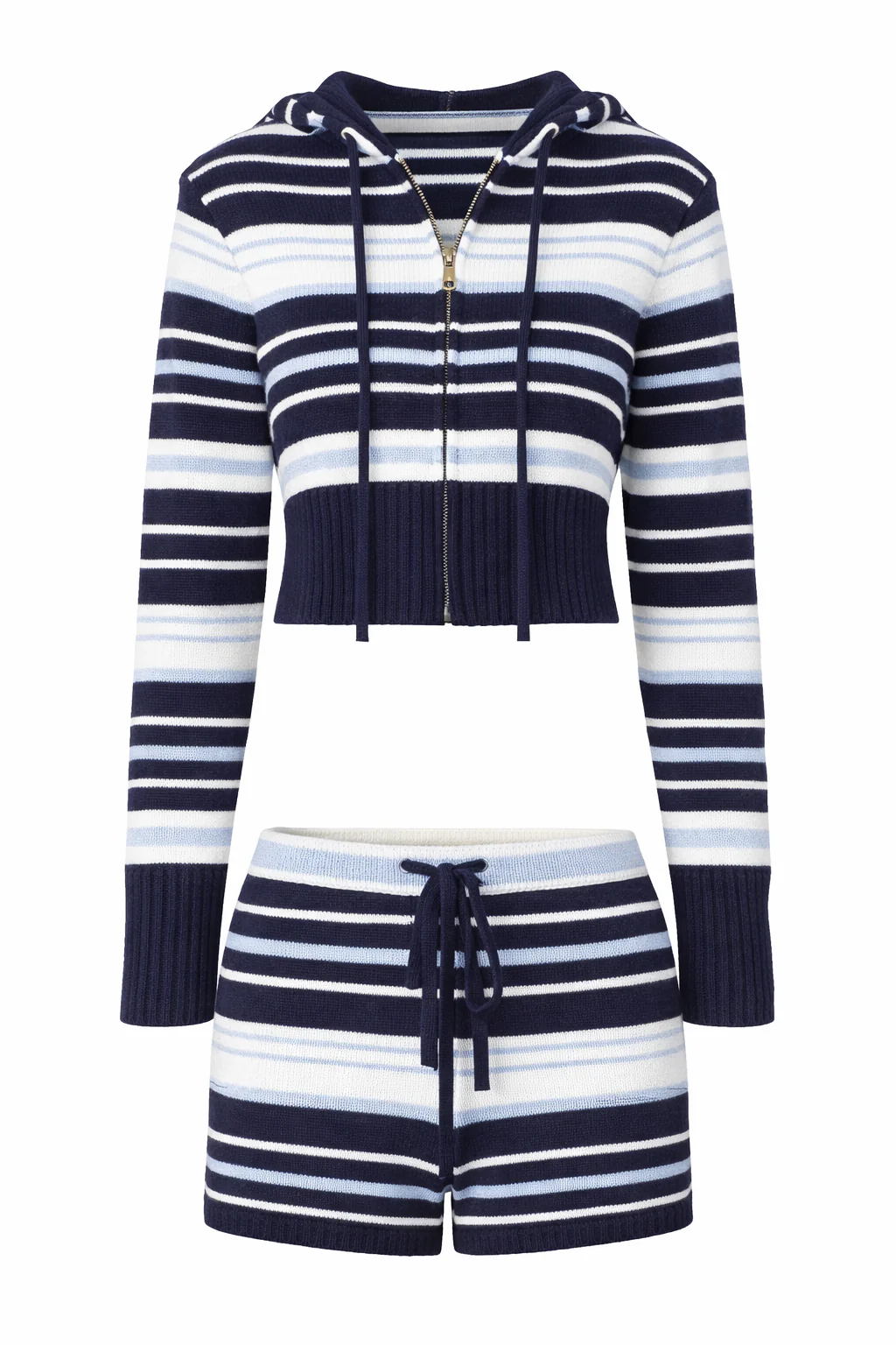 KNIT STRIPED SHORT AND FULL ZIP SET - Image 4