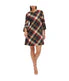 1Pc Bell Sleeve Trap Knit Melange Plaid Red Multi - Image 4