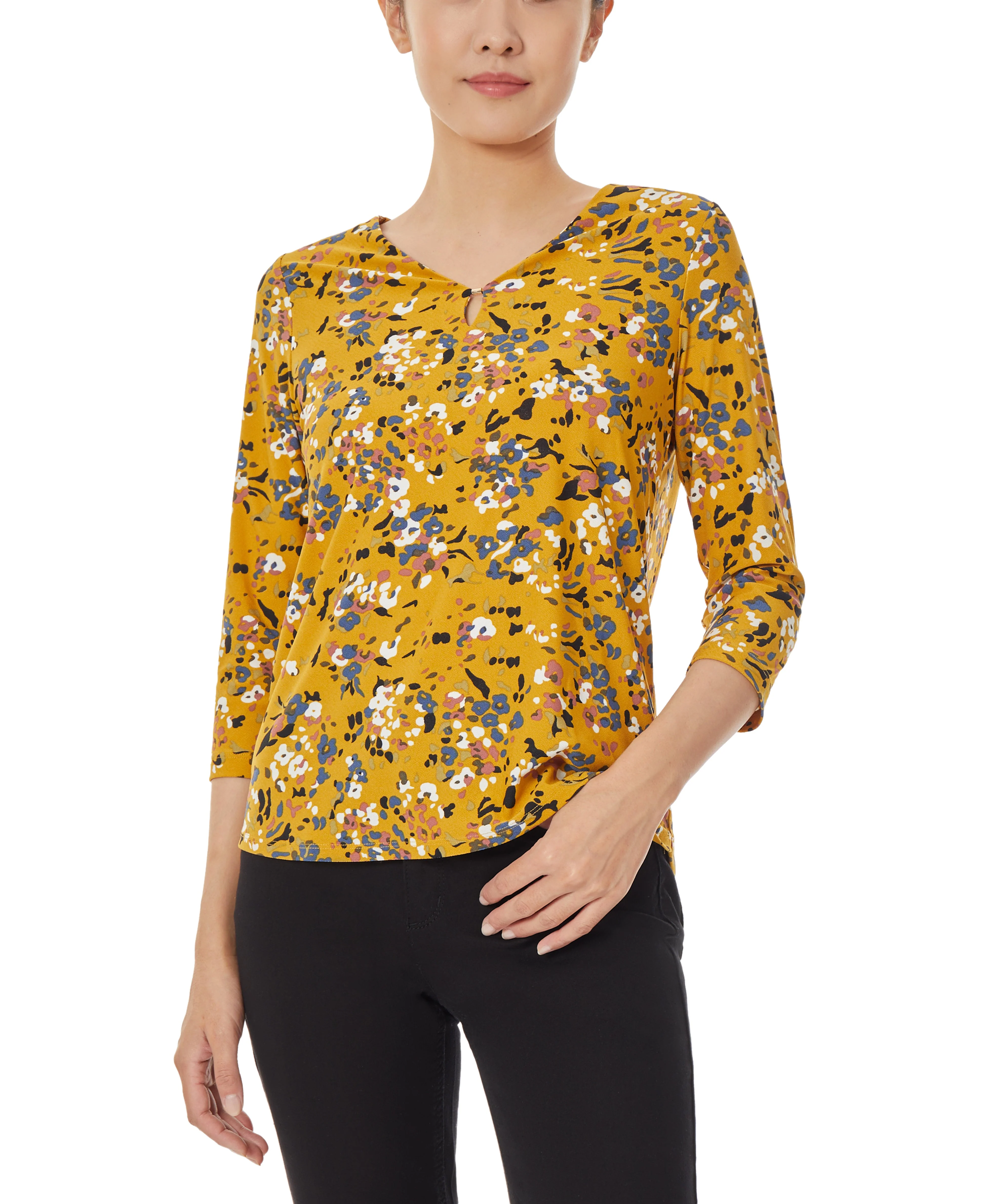 3/4 Sleeve Knit V-Neck Noodle Top - Image 2