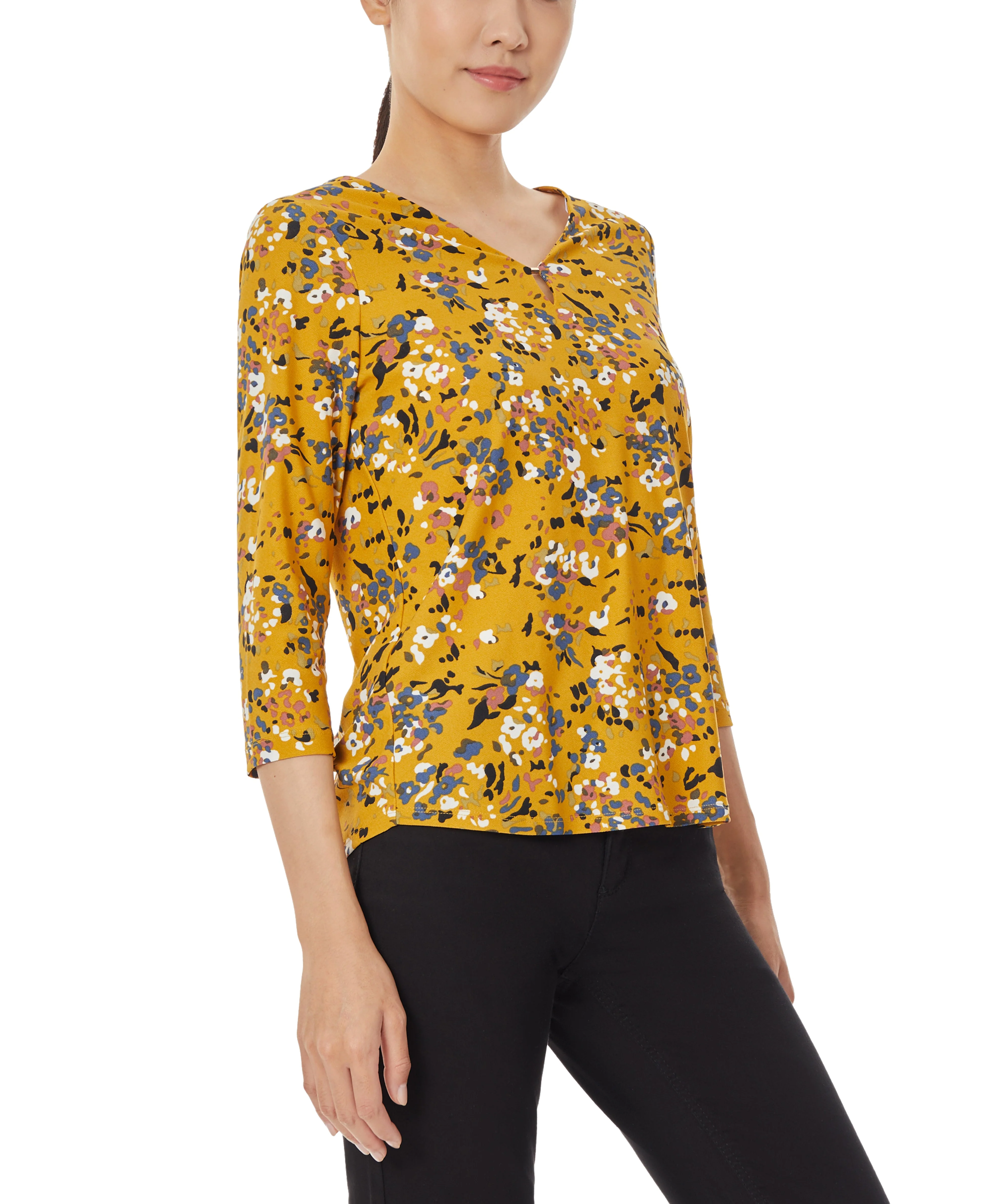 3/4 Sleeve Knit V-Neck Noodle Top - Image 4