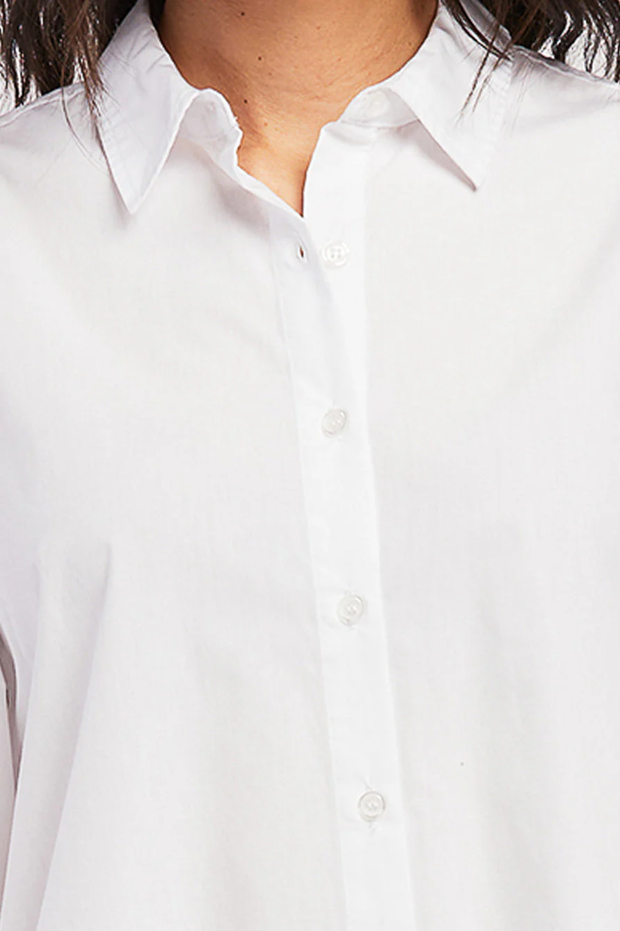 Allora Long Puff Sleeve Button Down Shirt Rounded Hem - Image 3