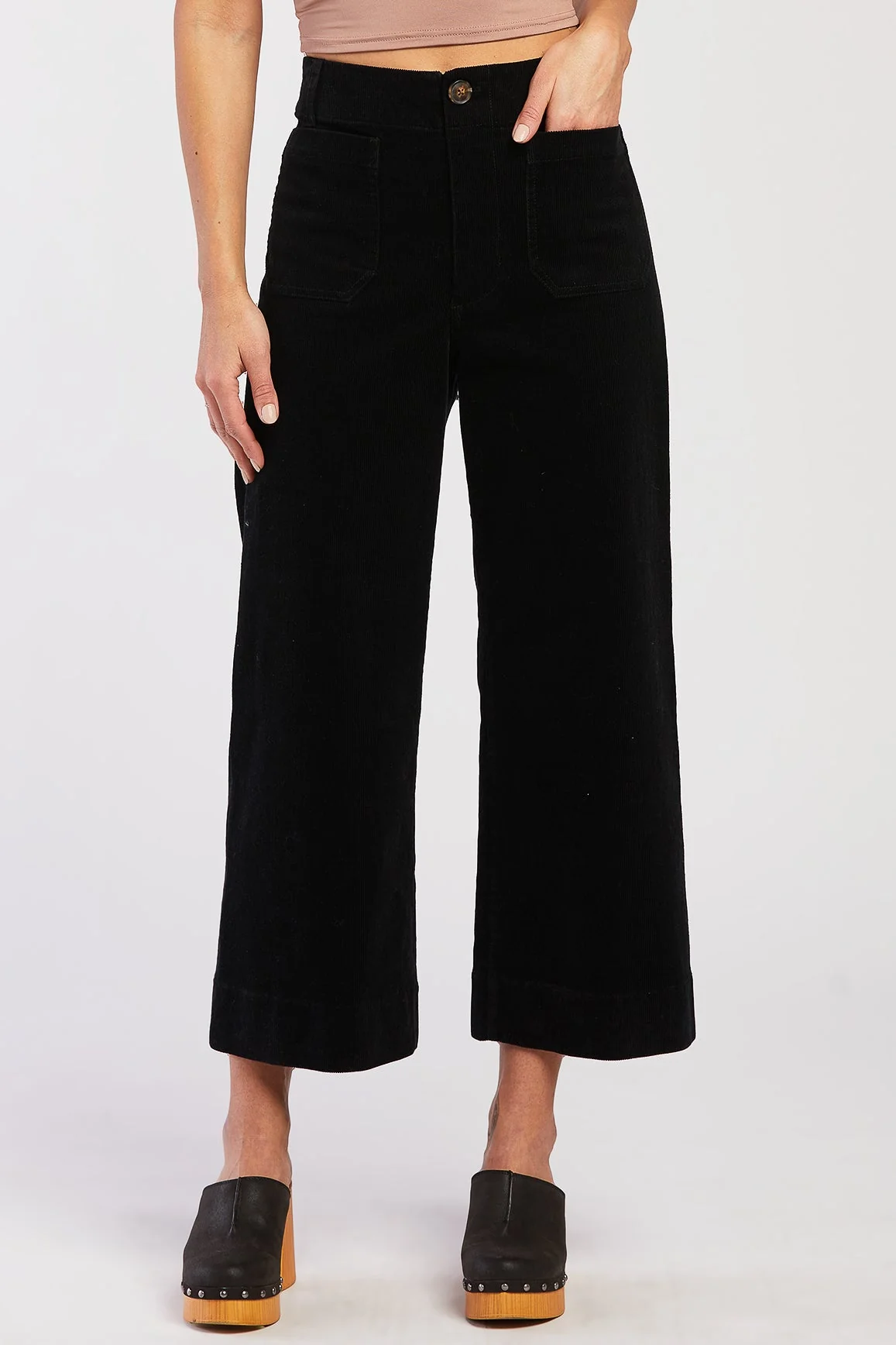 Alyx Cropped Wide Leg Corduroy Pant Button Zip Closure - Image 2