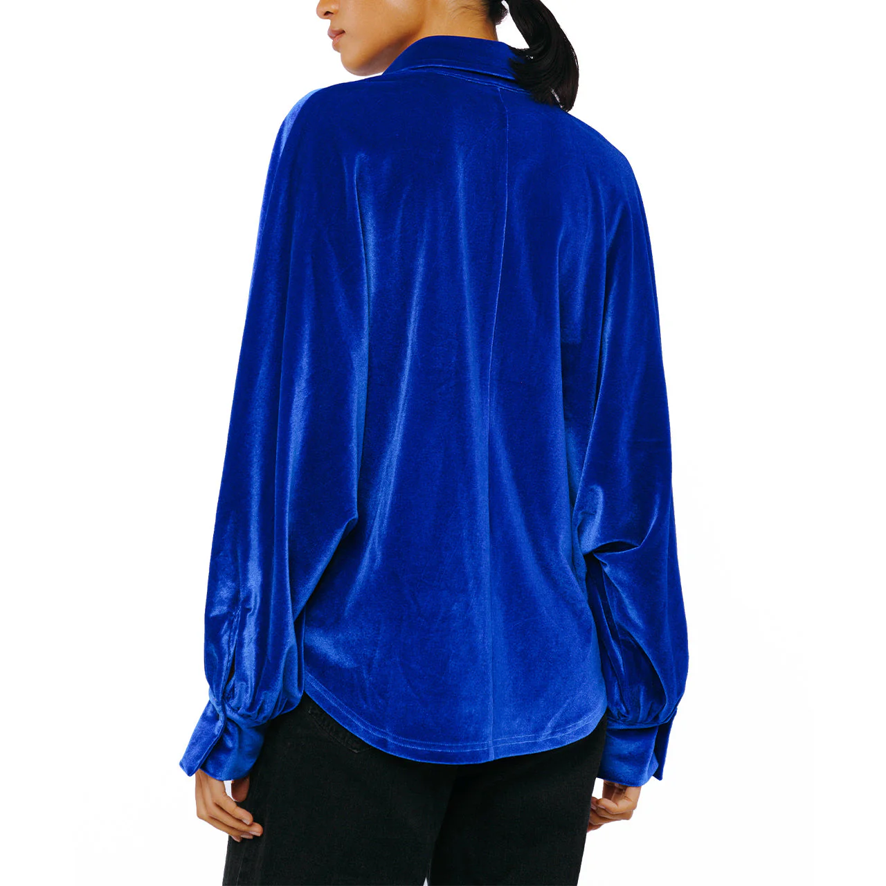 Amira Oversized Button Down Velvet Top - Image 2