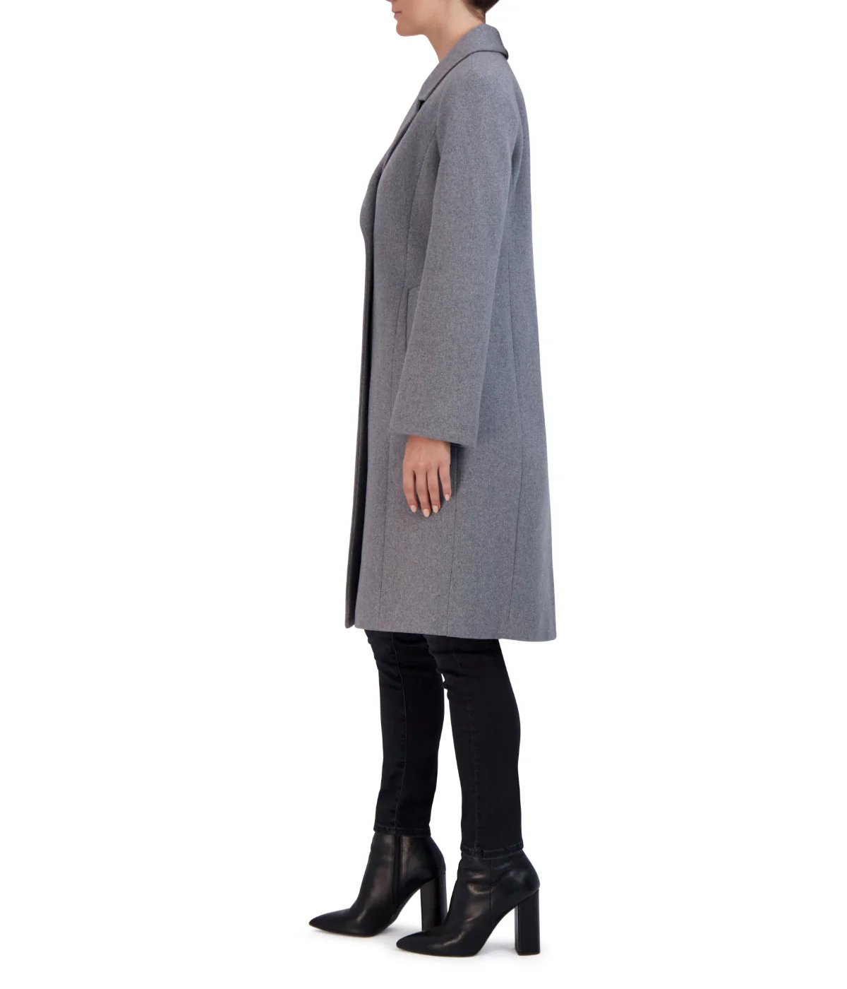 Asymmetrical Wool Blend Coat Light Grey - Image 2