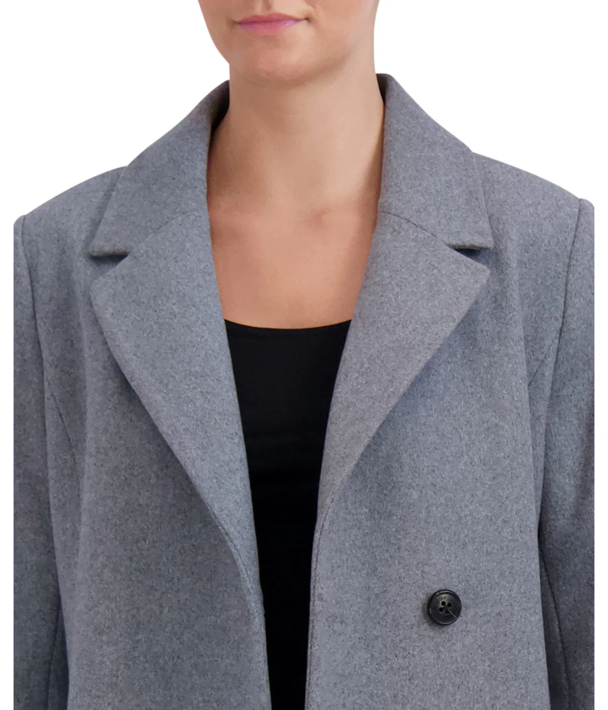 Asymmetrical Wool Blend Coat Light Grey - Image 4