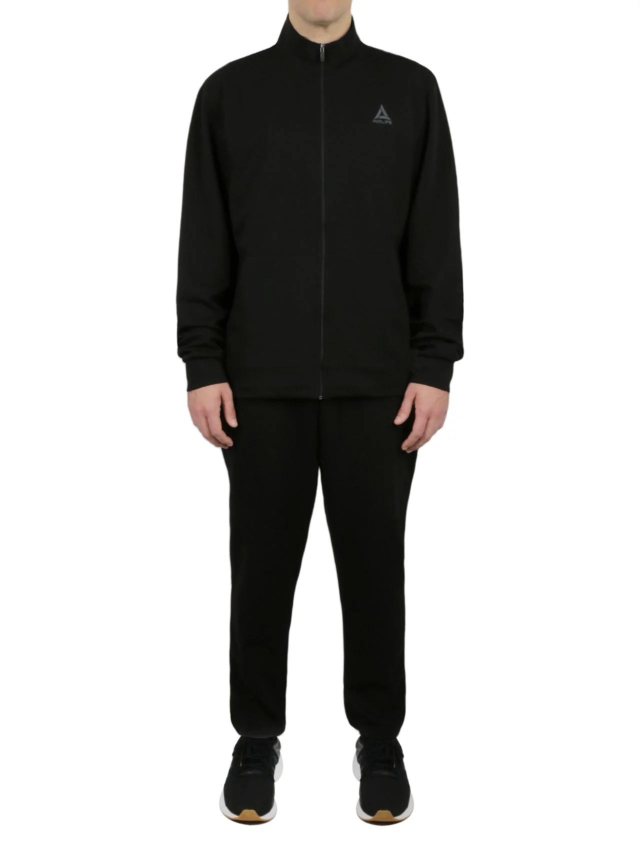 Big & Tall Fully Open Zipper Tracksuit in Black - Image 2