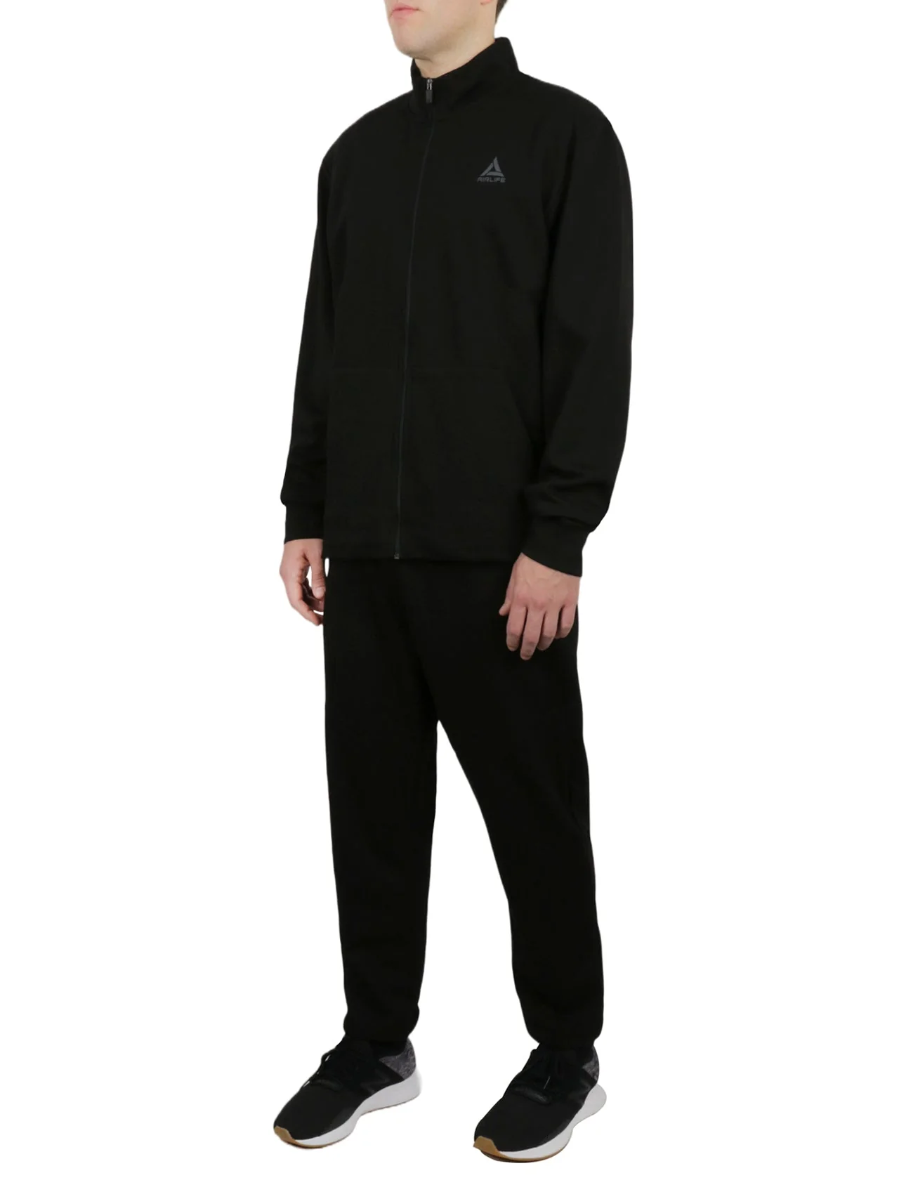 Big & Tall Fully Open Zipper Tracksuit in Black - Image 4