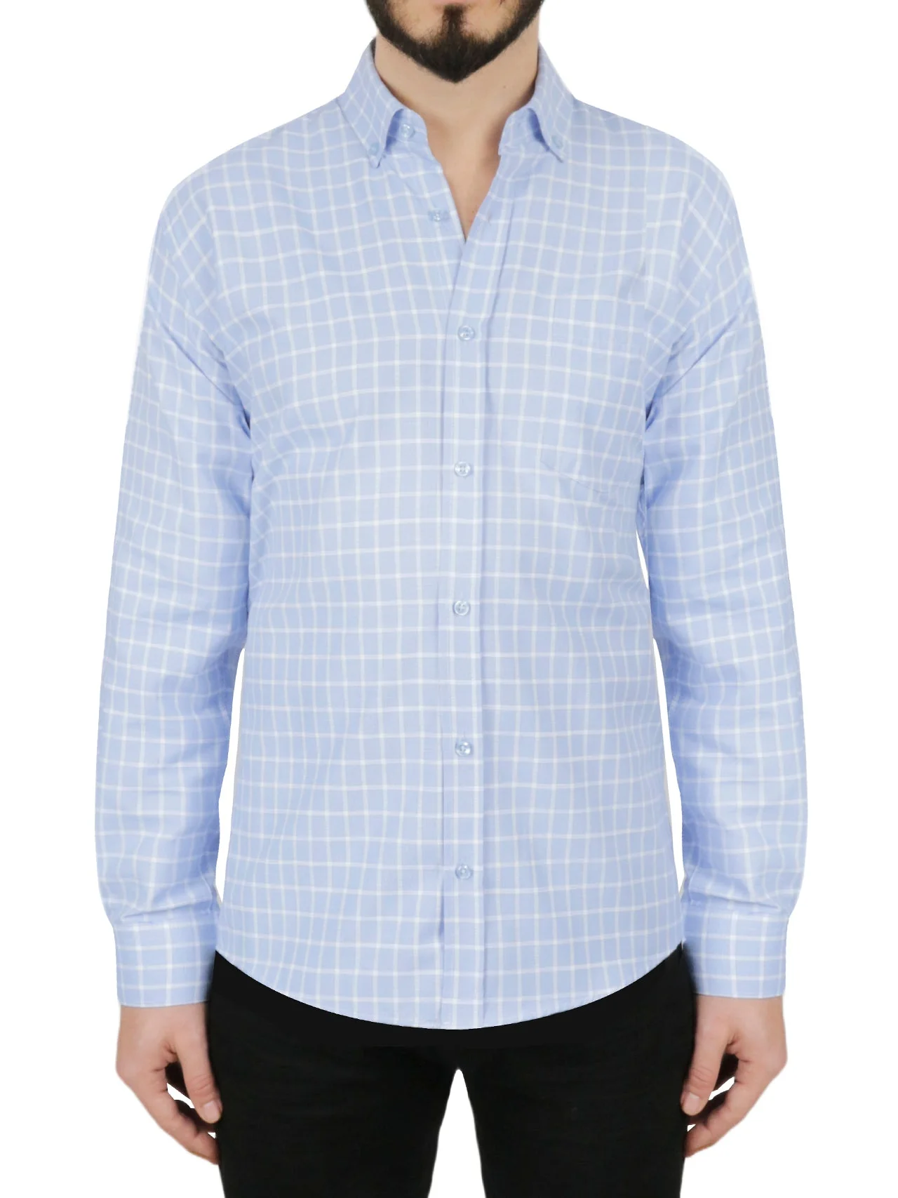 Men's Regular Shirt Blue Check Design 2 - Image 2