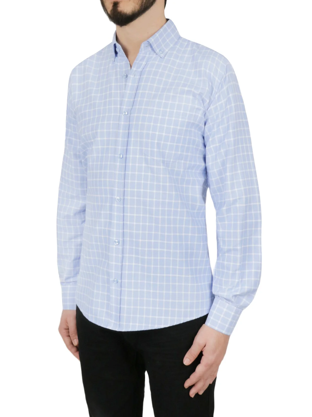 Men's Regular Shirt Blue Check Design 2 - Image 4