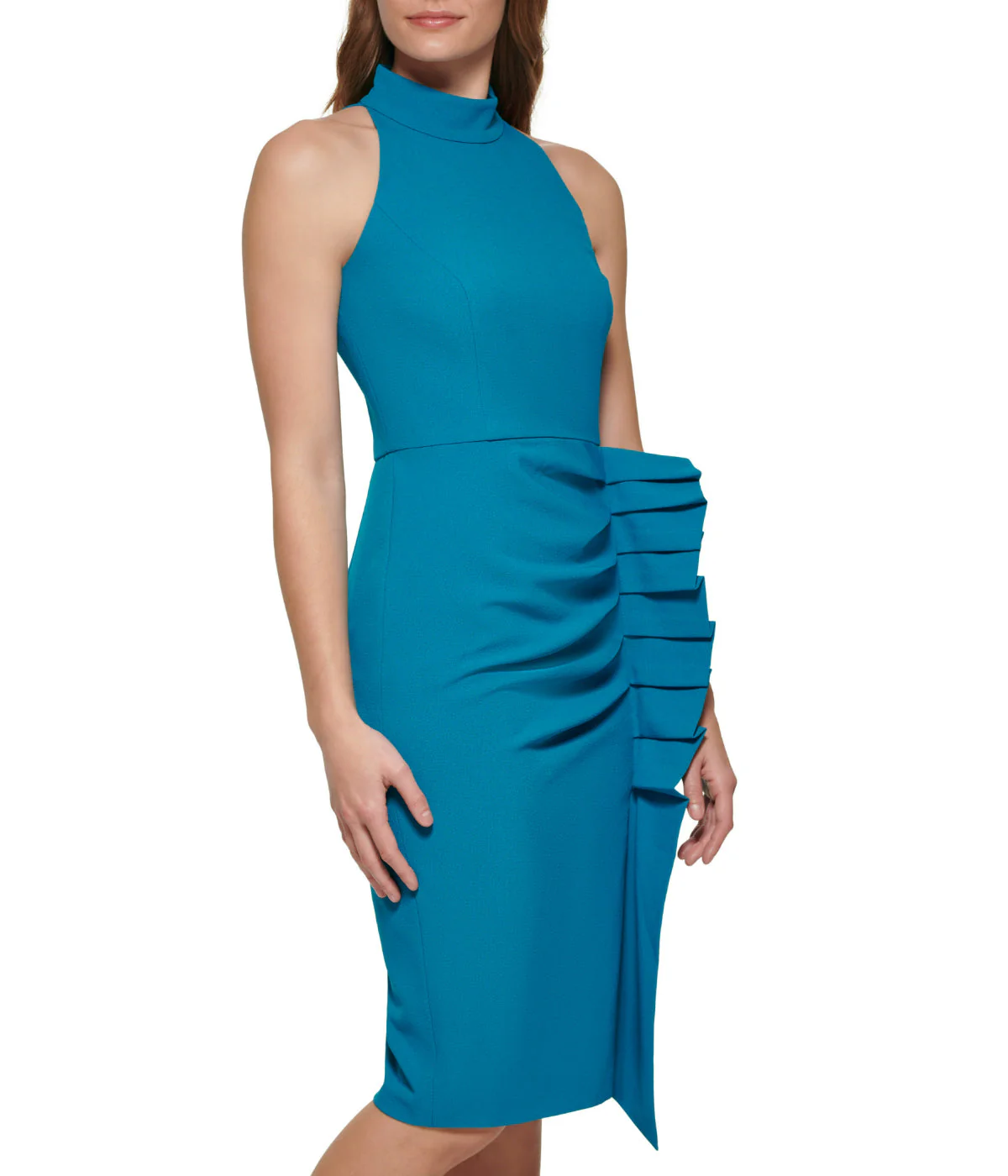 Bodycon Dress, Halter Sheath With Ruffle Skirt Jade - Image 3