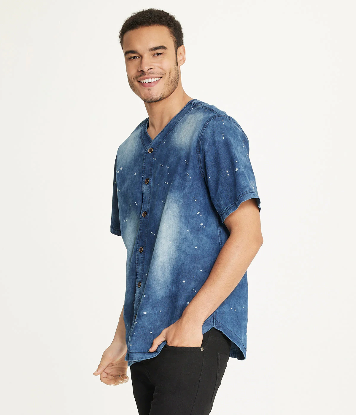 Brooklyn Laundry Men's Baseball Denim Shirt  Denim Bleach - Image 4