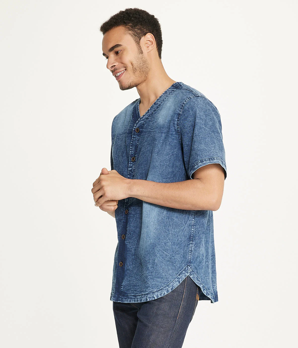 Brooklyn Laundry Men's Baseball Denim Shirt Rinse Denim - Image 3
