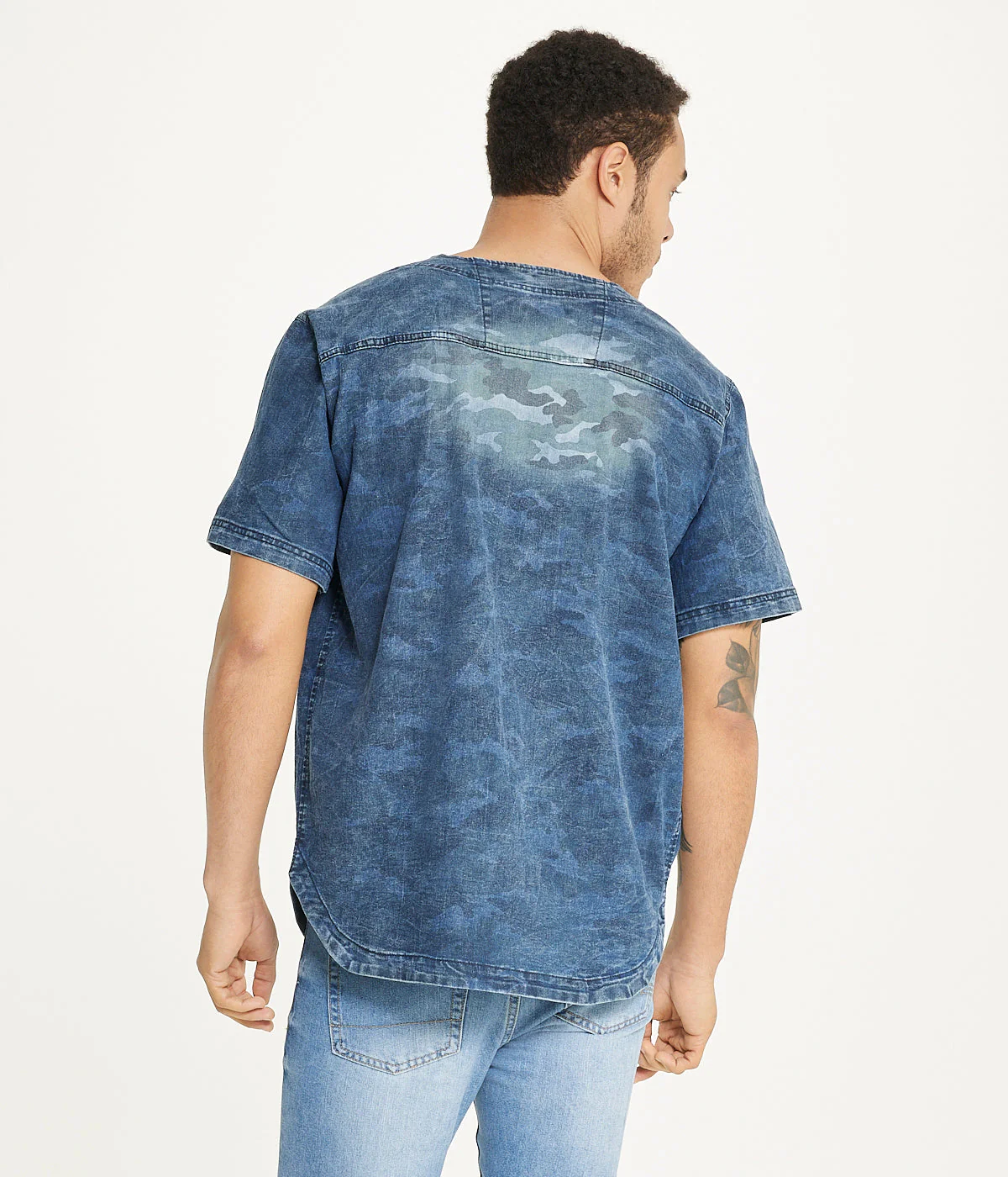 Brooklyn Laundry Men's Baseball Denim Shirt Vintage Distress - Image 2