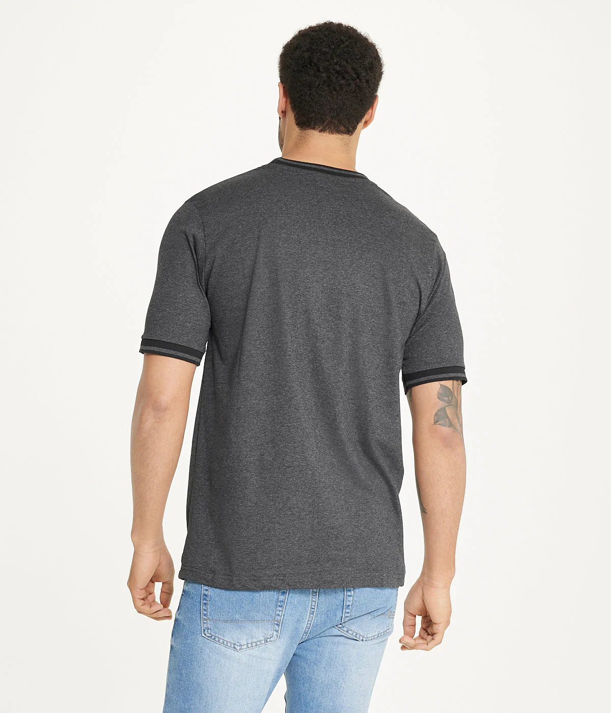 Brooklyn Laundry Men's Contrast Color Embroidery Ringer Tee Shirt - Image 2