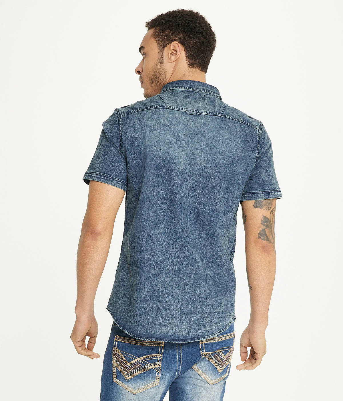 Brooklyn Laundry Men's Short Sleeve Stretch Denim Shirt 2 - Image 2