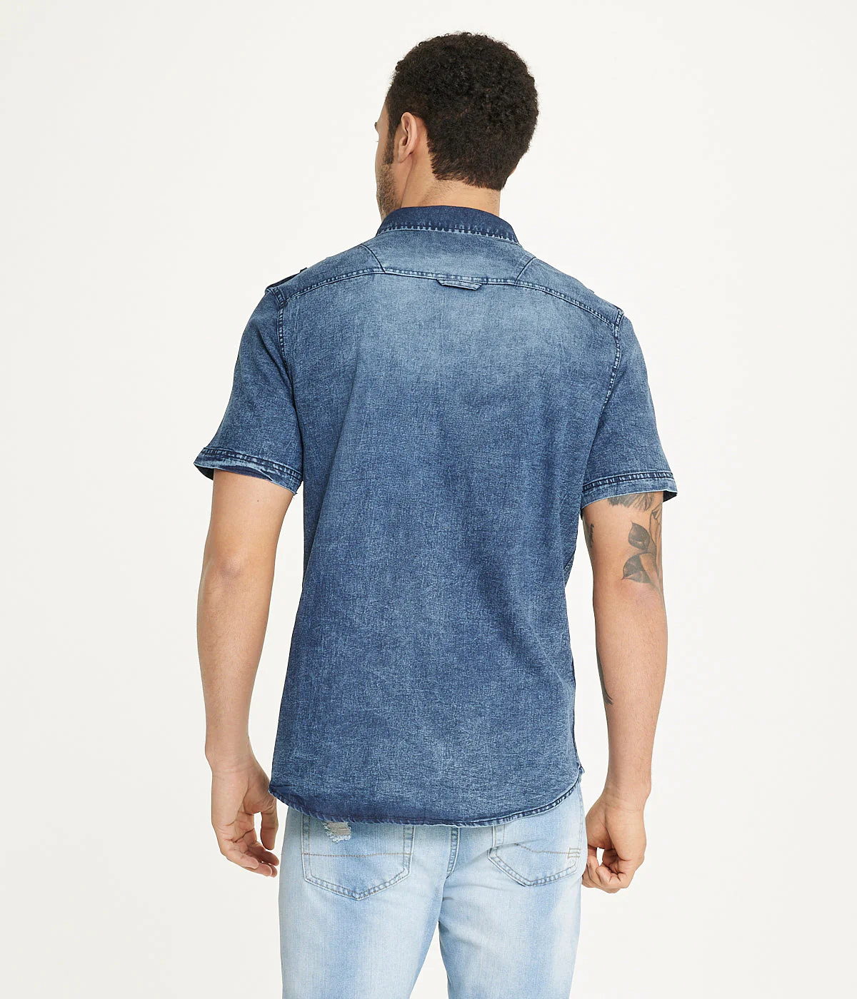 Brooklyn Laundry Men's Short Sleeve Stretch Denim Shirt 4 - Image 2