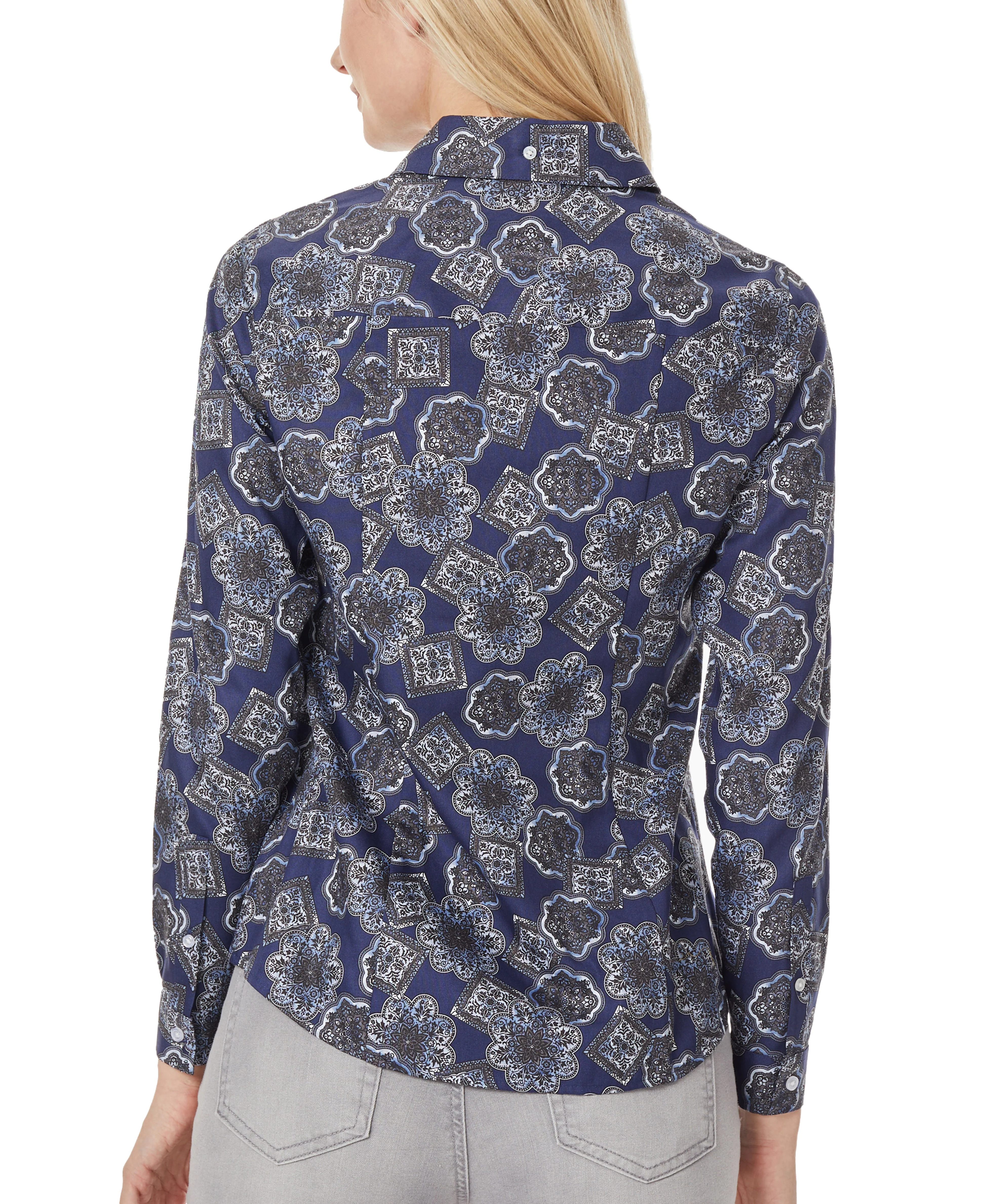 Button Down Navy Blouse - Image 4