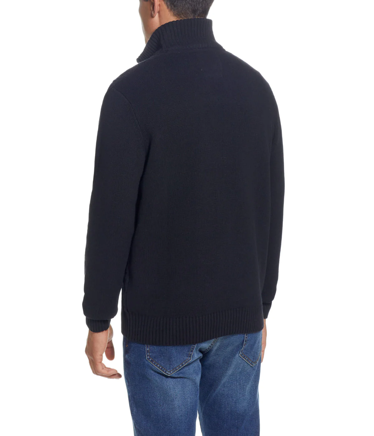 Cable Knit Quarter Zip Sweater Black - Image 2