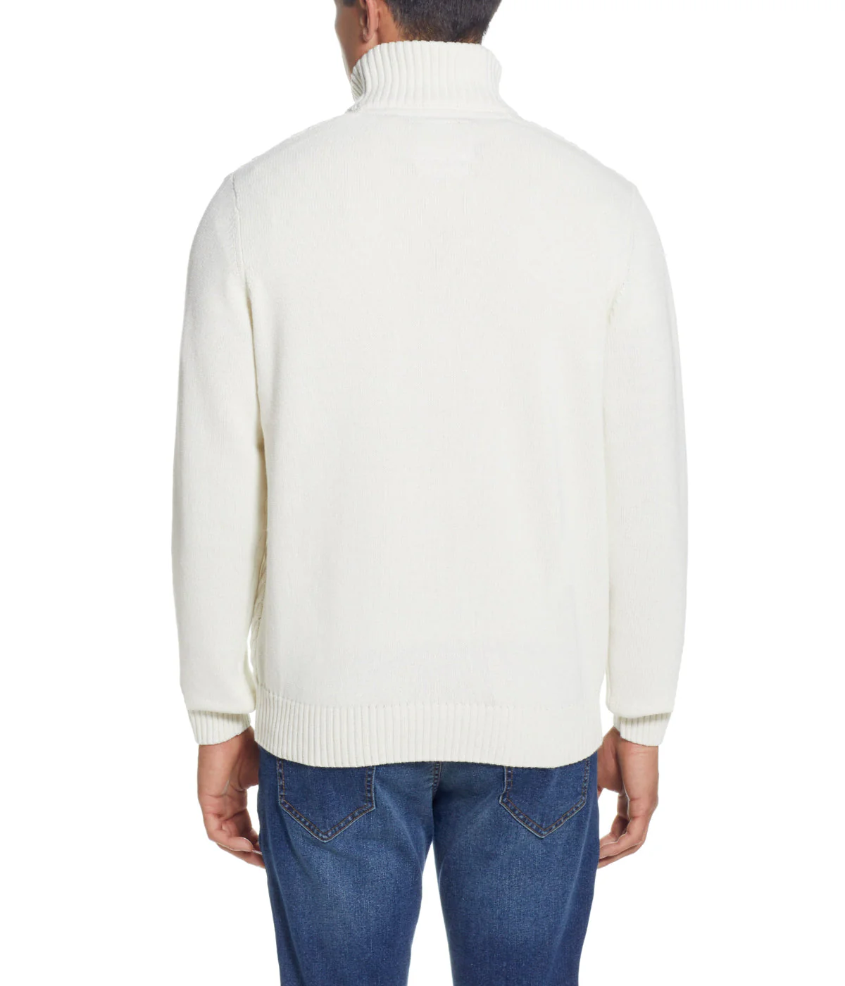 Cable Knit Quarter Zip Sweater Ecru - Image 2