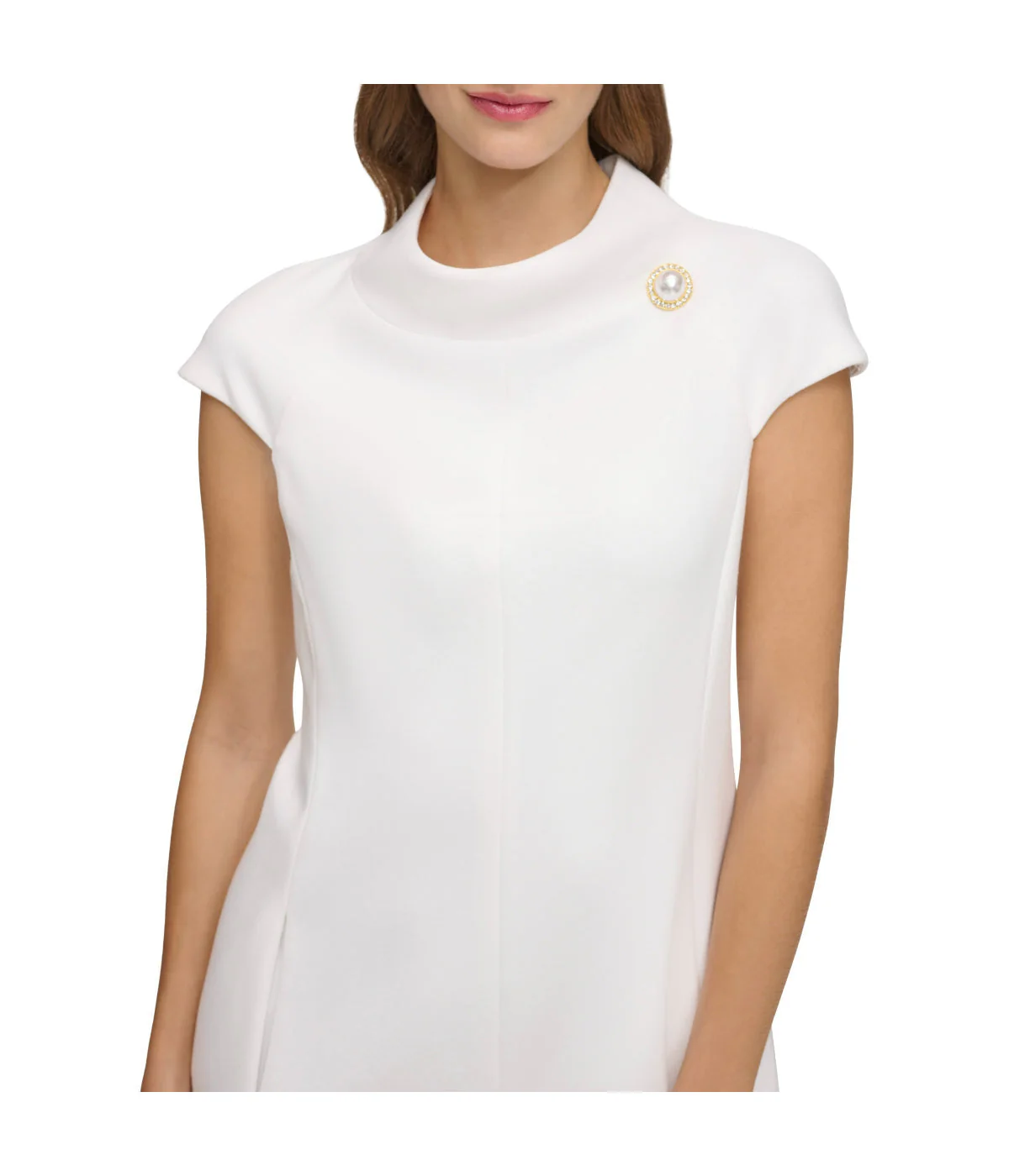 Cap Sleeve Roll Neck Shift Ivory - Image 4