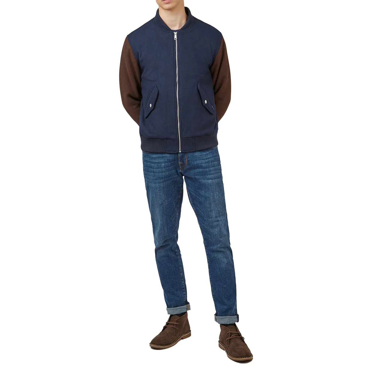 Color Block Wool Bomber - Image 4