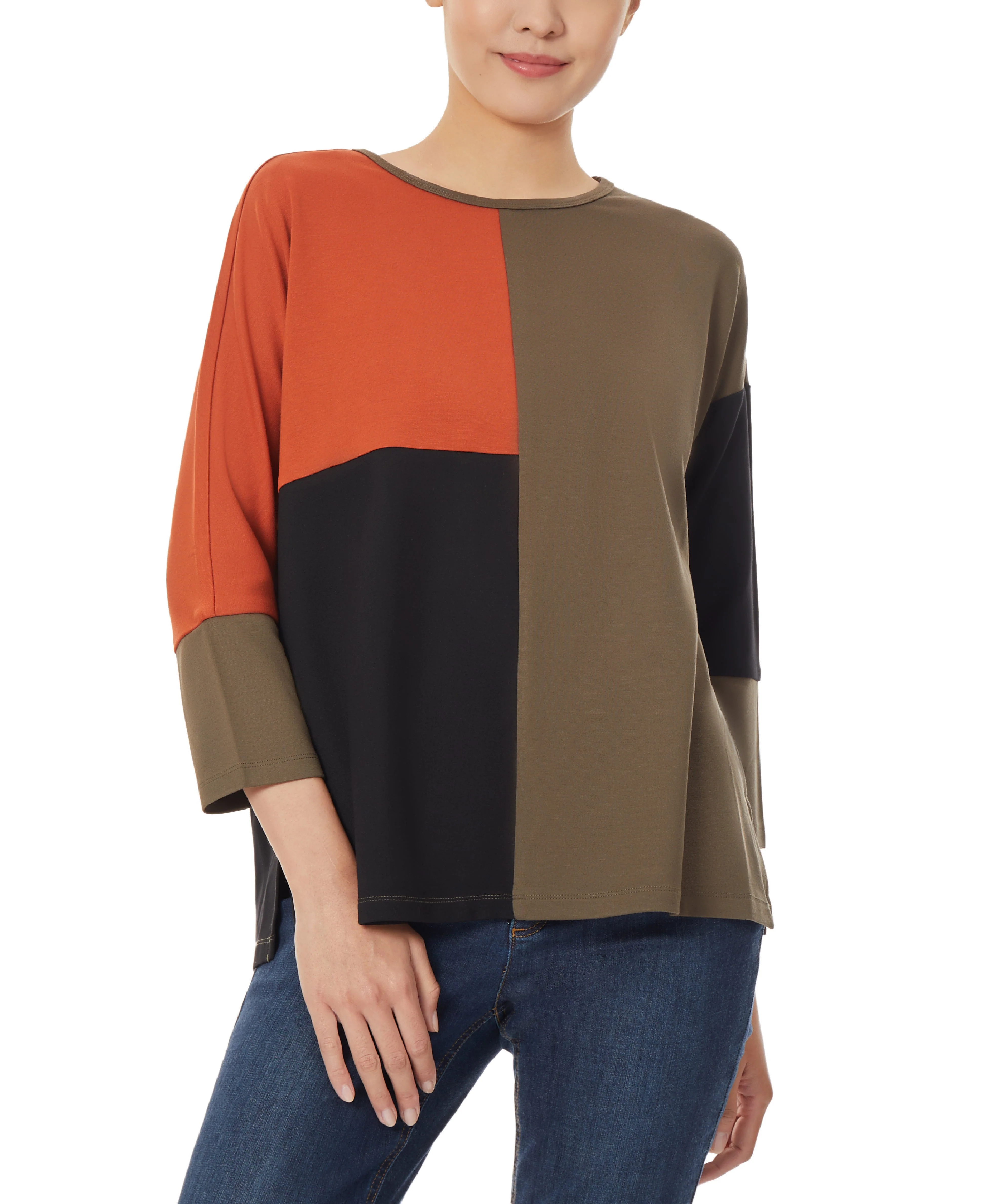 Colorblock 3/4 Dolman Sleeve Tunic - Image 2