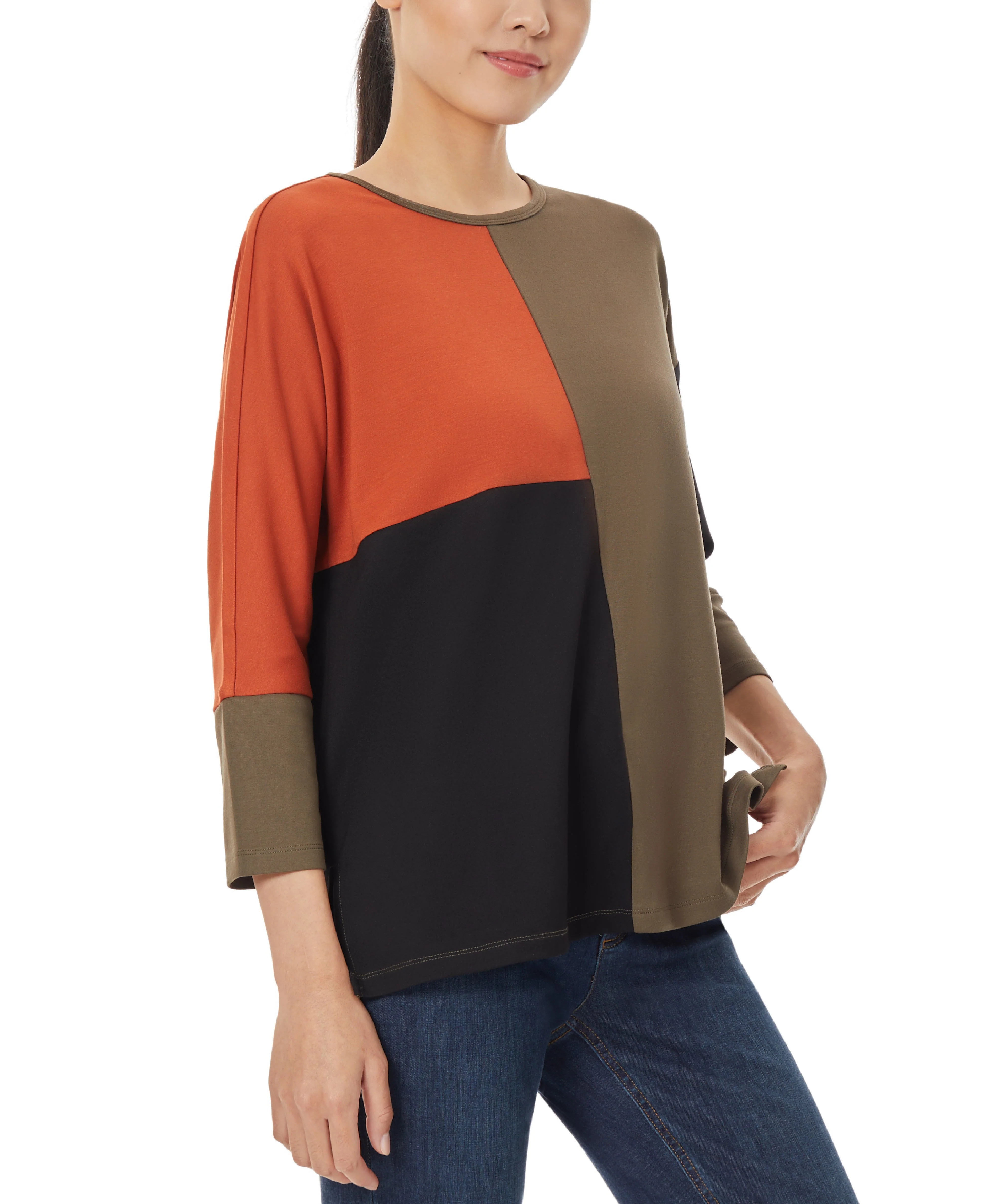 Colorblock 3/4 Dolman Sleeve Tunic - Image 4
