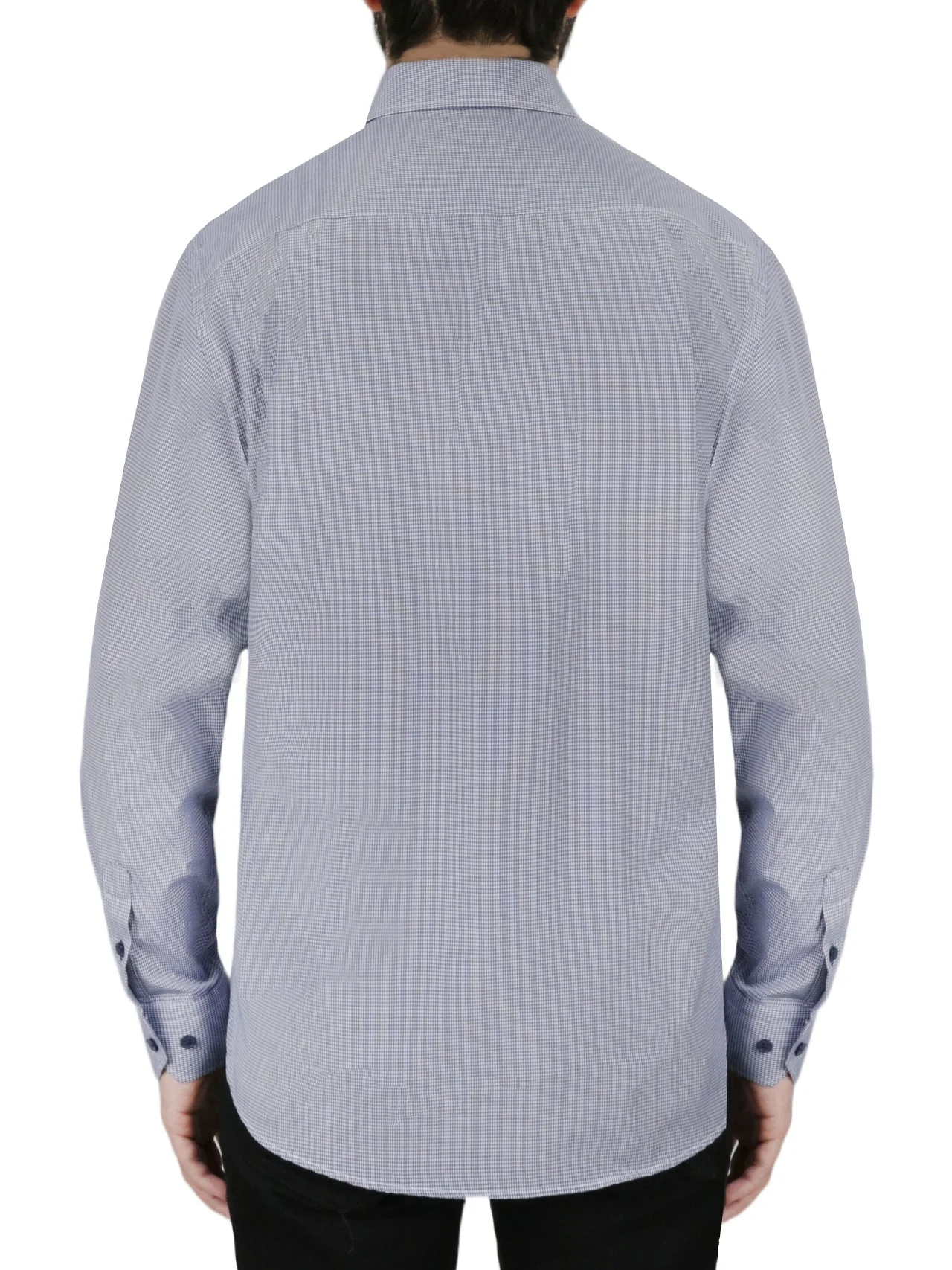 Dark Blue Checkered Dress Shirt - Image 4