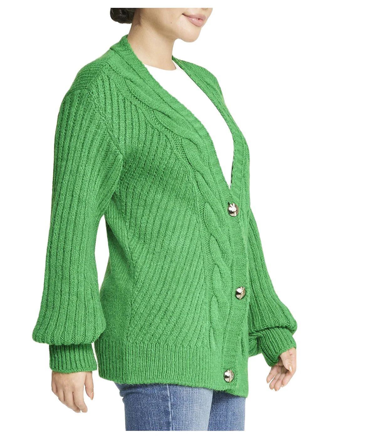 Deep V Cable Cardigan - Image 3