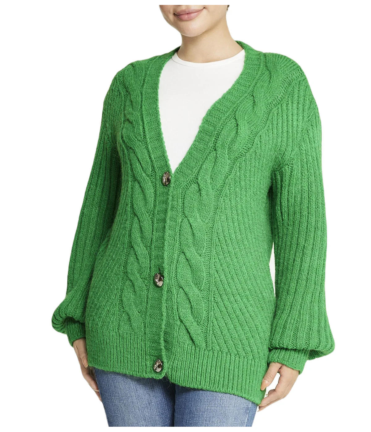 Deep V Cable Cardigan - Image 4